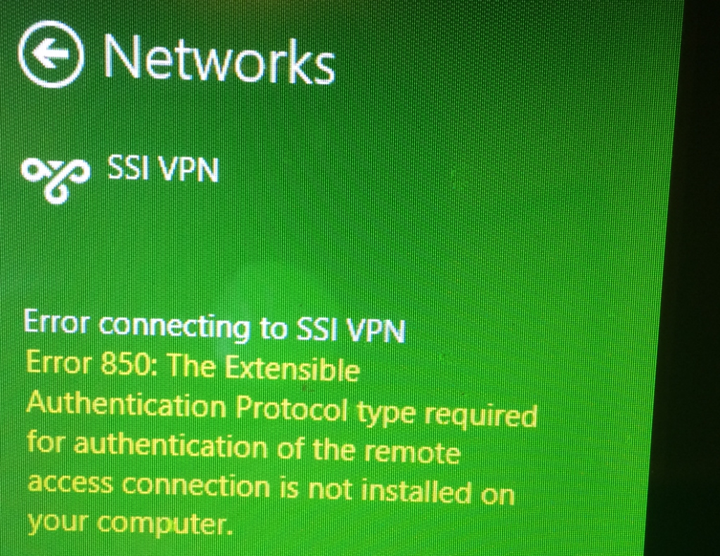 VPN Error850 South Jersey Techies