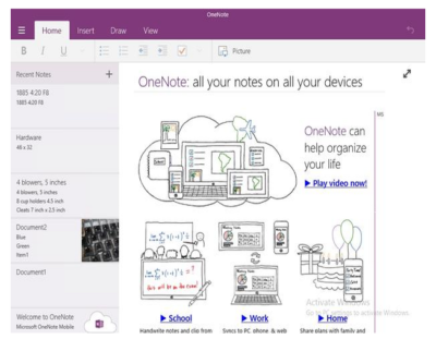 OneNote 2016 Touch-Optimized Version