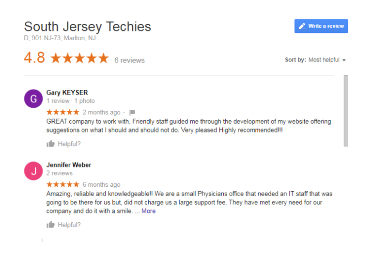 How to leave a Google review for South Jersey Techies, LLC South