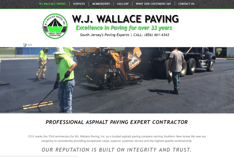 New site Design W.J. Wallace Paving South Jersey Techies
